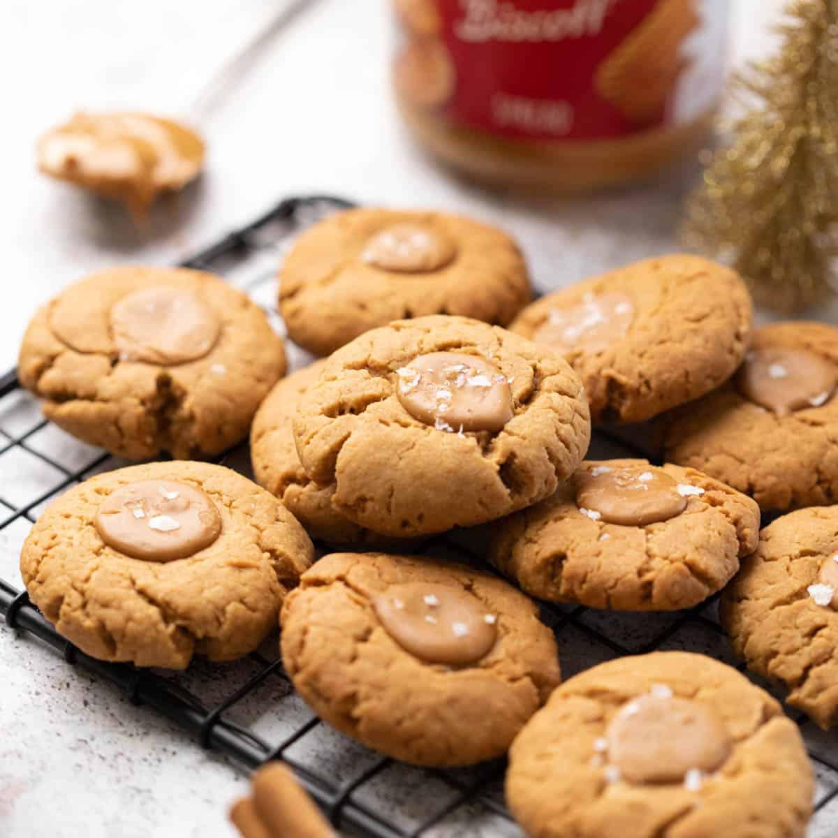 3-Ingredient Biscoff Thumbprint Cookies