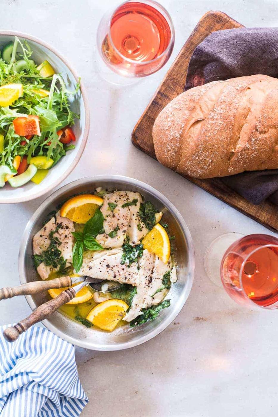 A simple 30 minute recipe, this fish in citrus basil butter sauce is perfect for that date night dinner for two! Use any white fish like cod, tilapia, bhetki, trout or even mahi mahi to make this recipe. Team it up with a big salad and it turns into a healthy dinner.