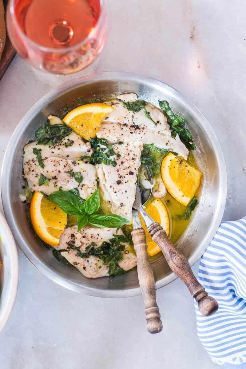 30 Min Bhetki Fish in Citrus Basil Butter Sauce