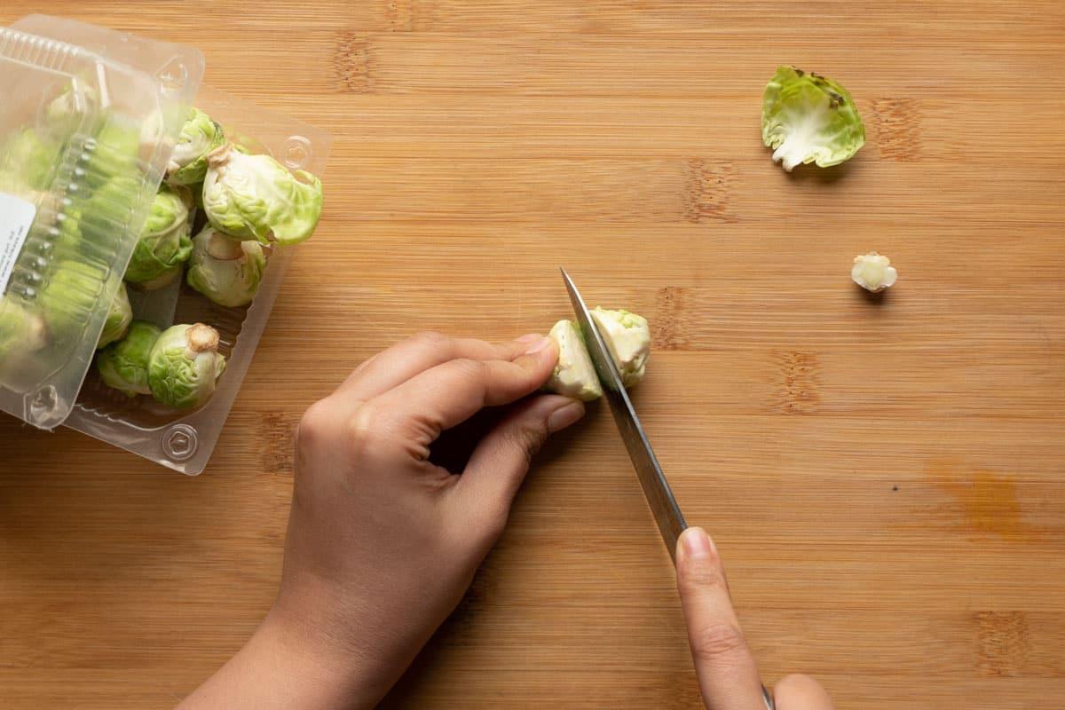 Picture of how to prep brussel sprouts