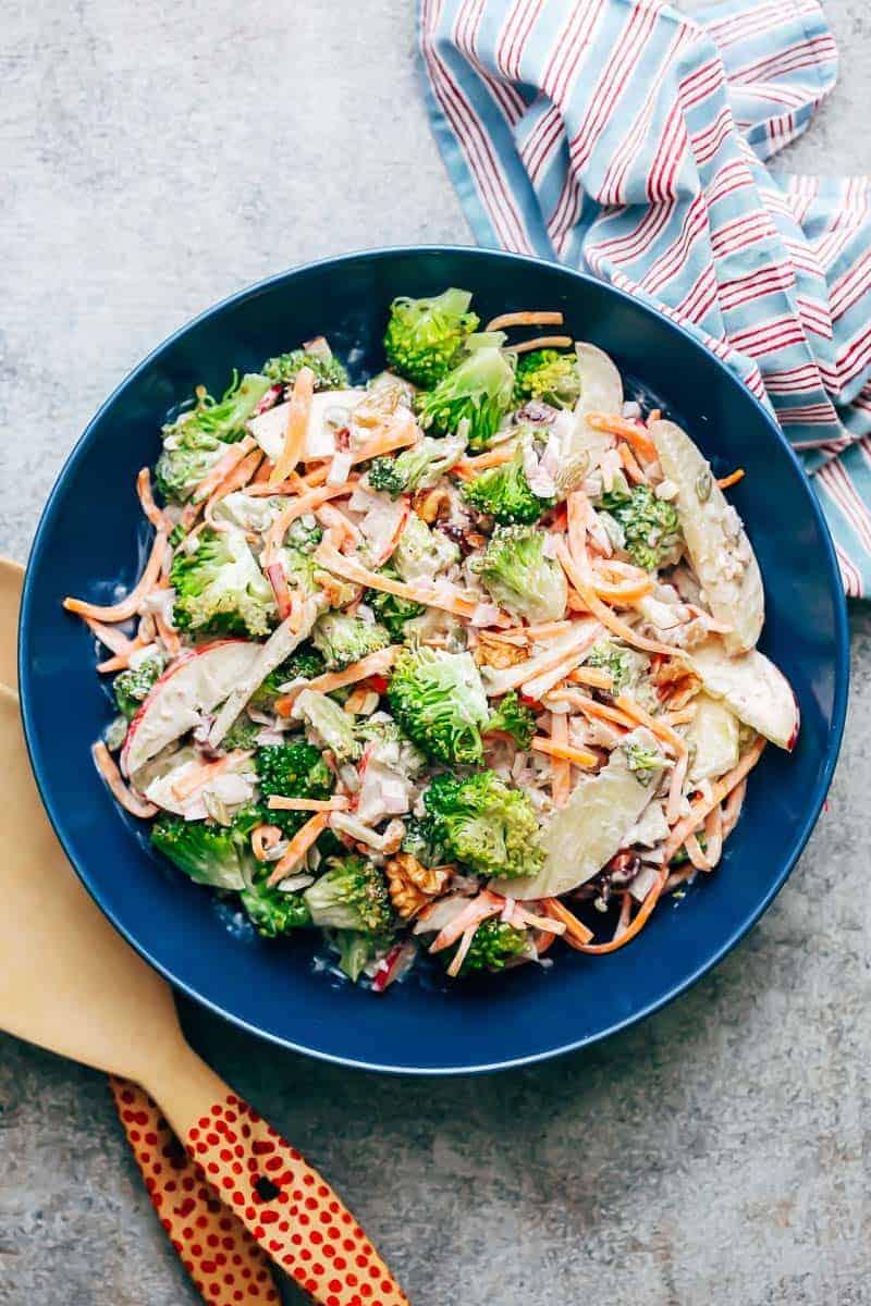 Creamy Apple Broccoli Walnut Salad – Make this ahead!
