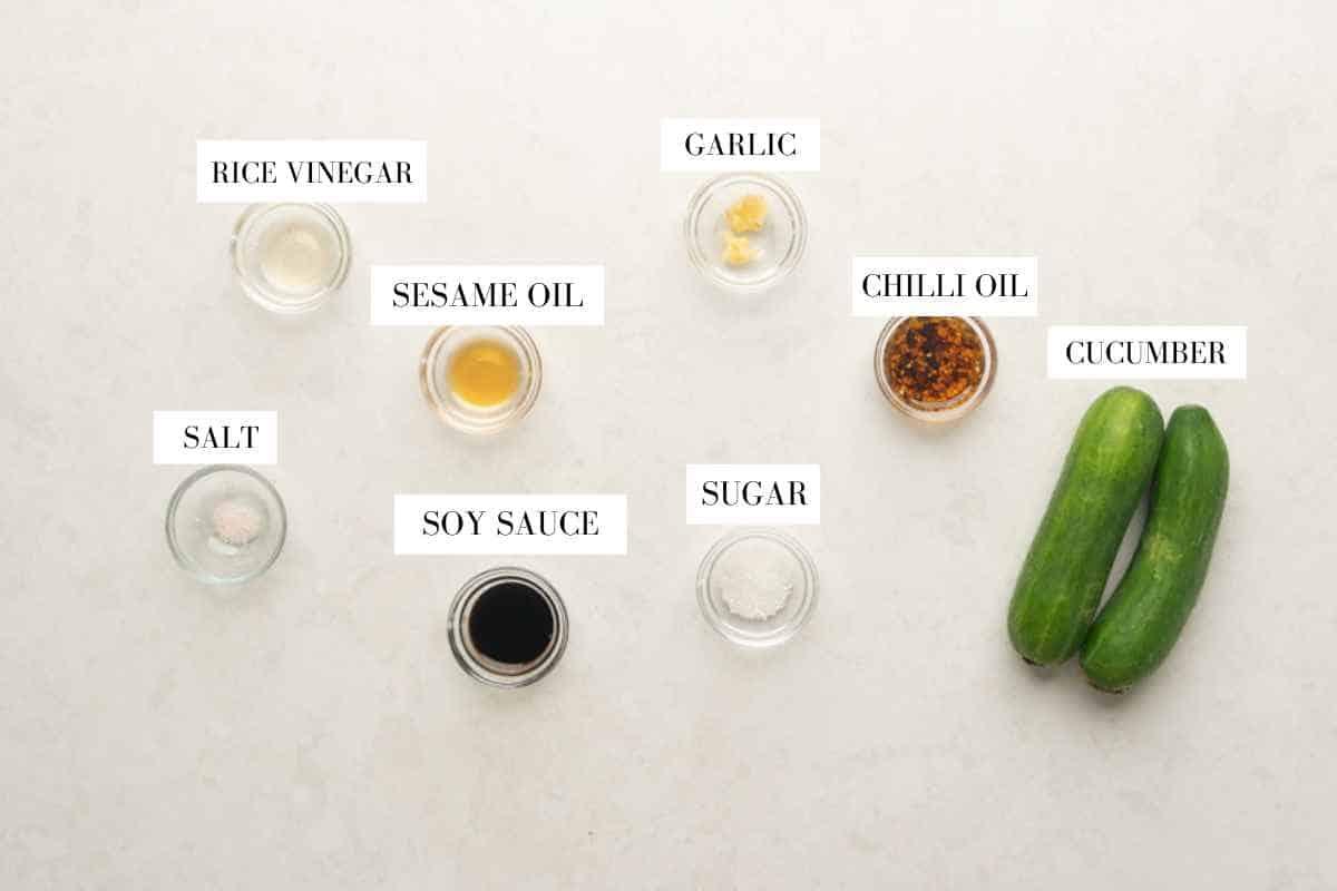 ingredient shot for asian cucumber salad