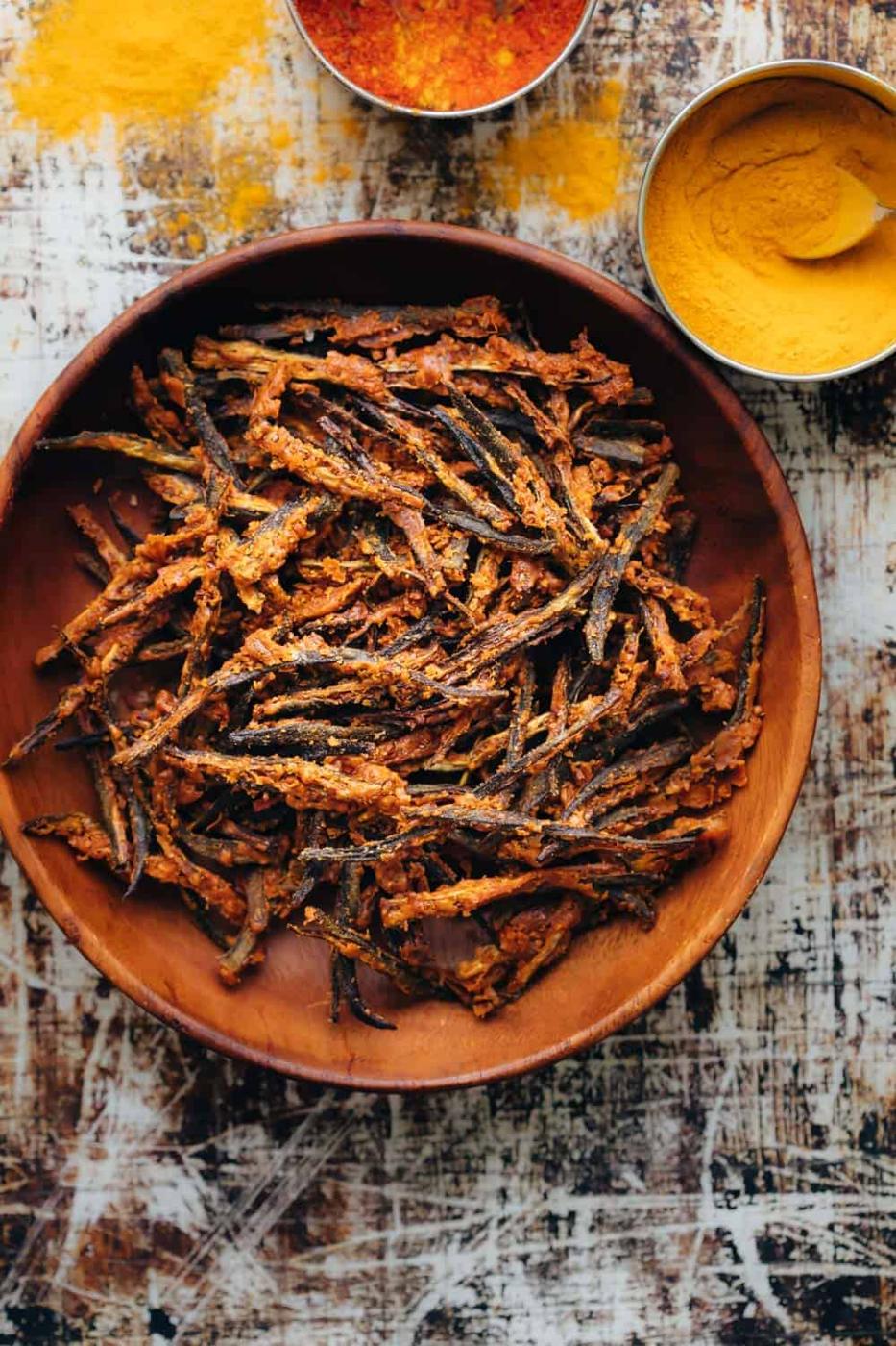 Baked Kurkuri Bhindi (Crispy Okra)