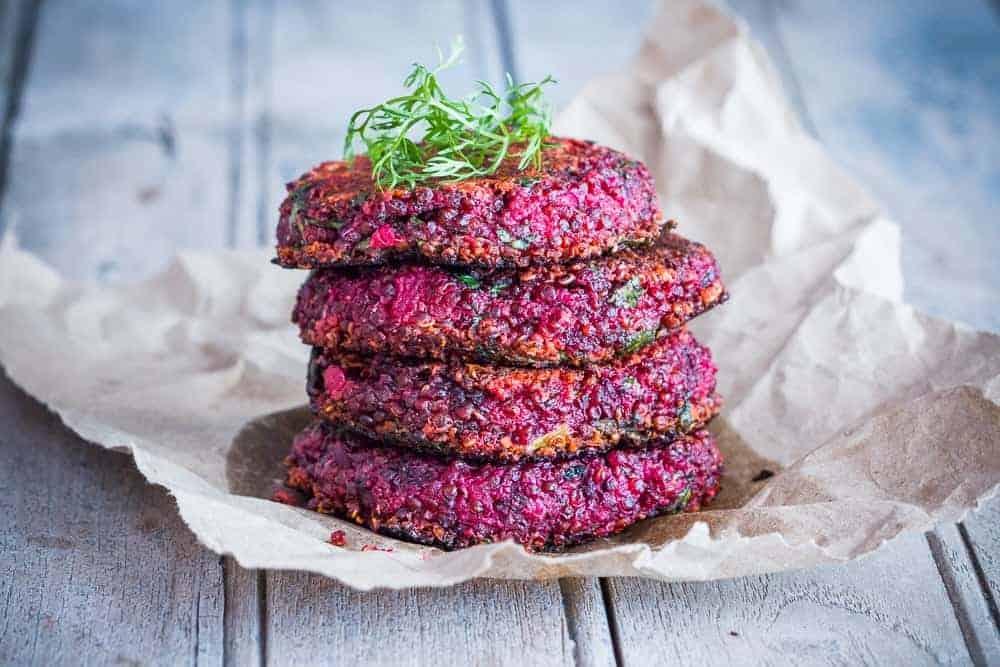 Beet and Goat Cheese Quinoa Patties