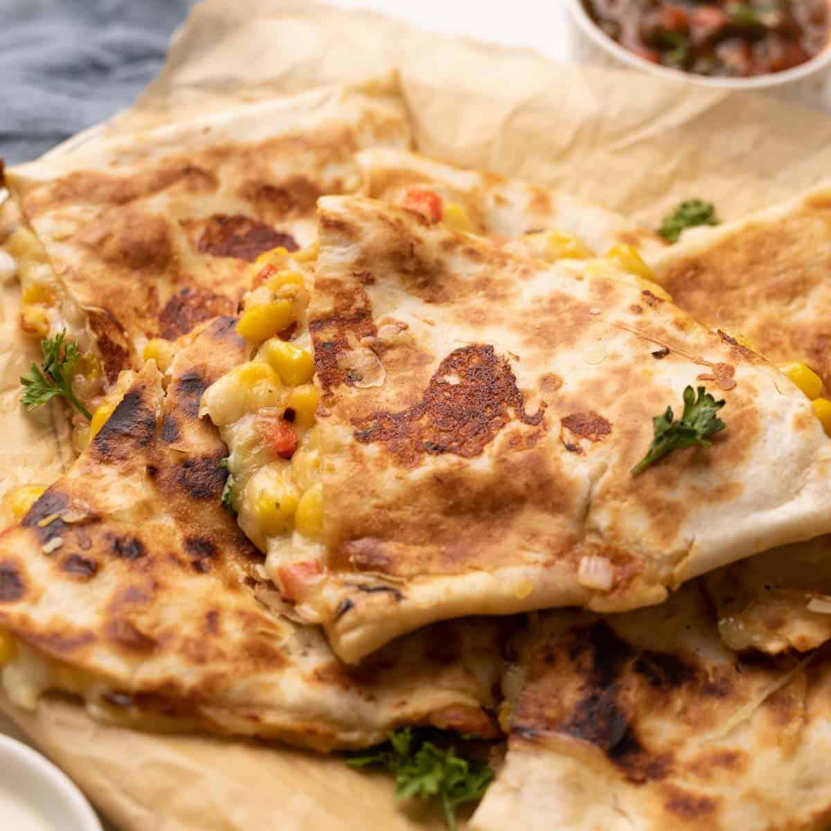 Quesadilla | Bell Pepper, Corn and Cheese Quesadilla