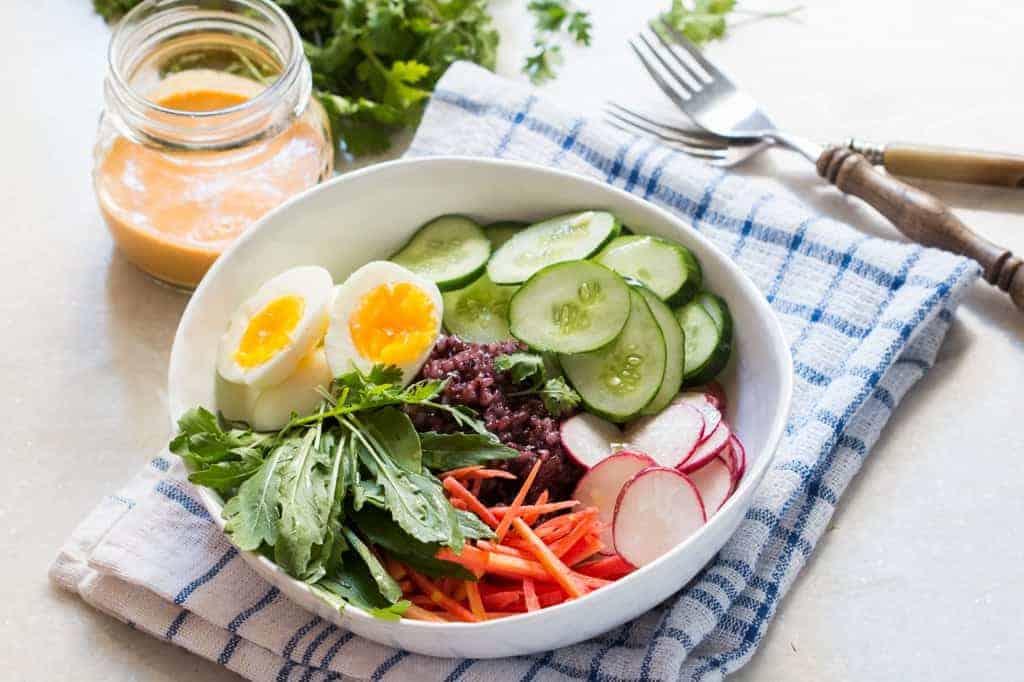 Black Rice Salad Bowl with Spicy Peanut Dressing