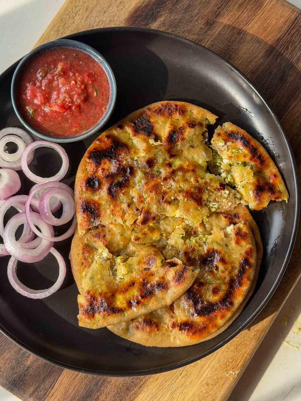 High Protein Broccoli Paneer Paratha