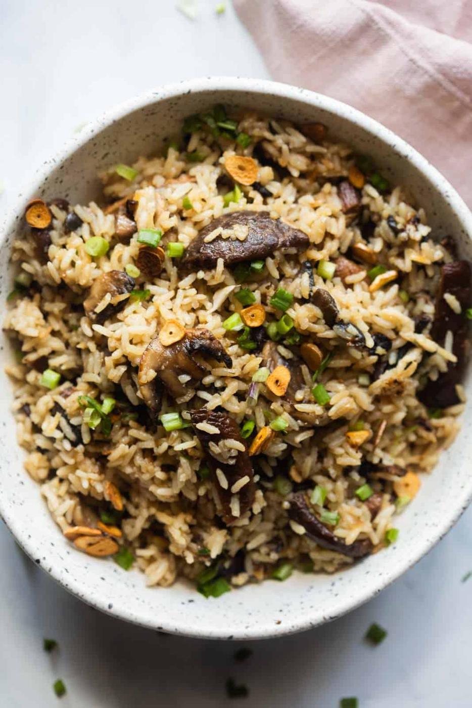 Burnt Garlic Mushroom Fried Rice
