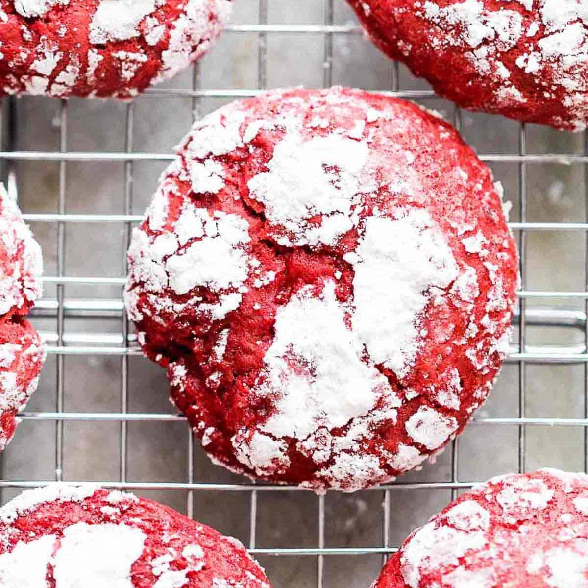 Cakey Red Velvet Cream Cheese Crinkle Cookies