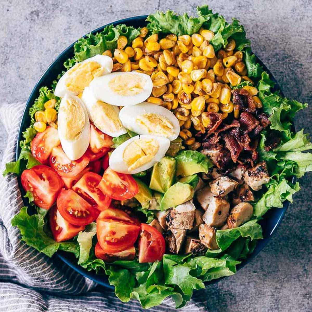 Chicken Cobb Salad with Avocado Blue Cheese Dressing