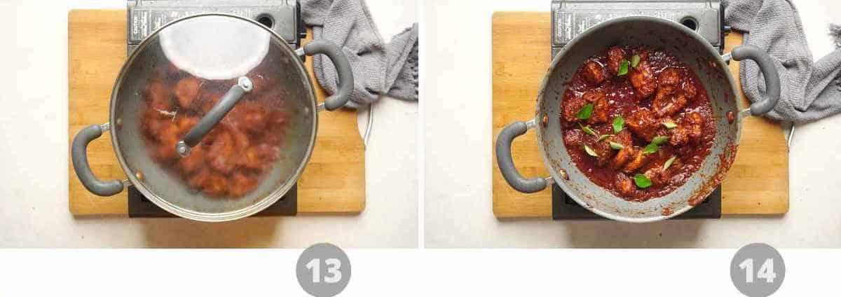 Step by step picture collage showing how to make Chicken Ghee Roast