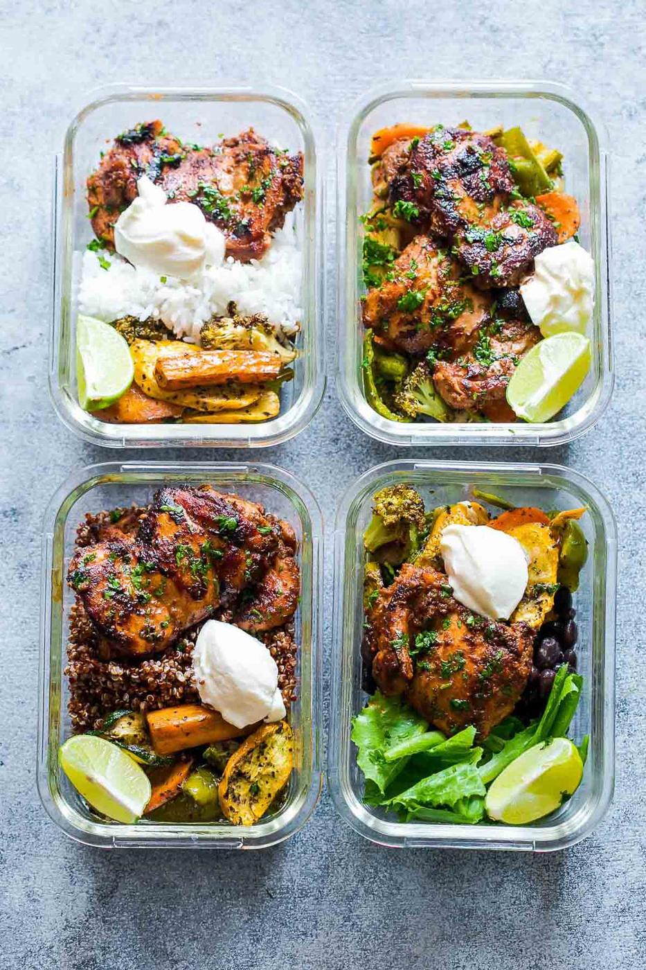 Chipotle Chicken Meal Prep Lunch Bowls 4 Ways