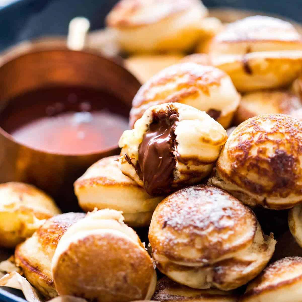 Chocolate Stuffed Mini Pancake Bites