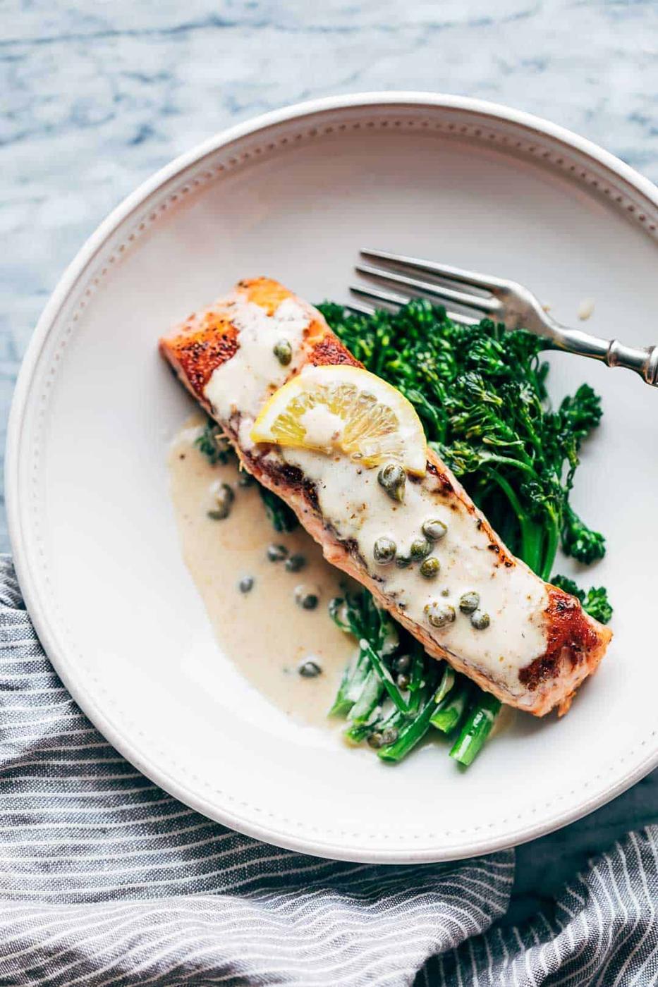 Creamy Salmon Piccata with creamy Lemon Sauce