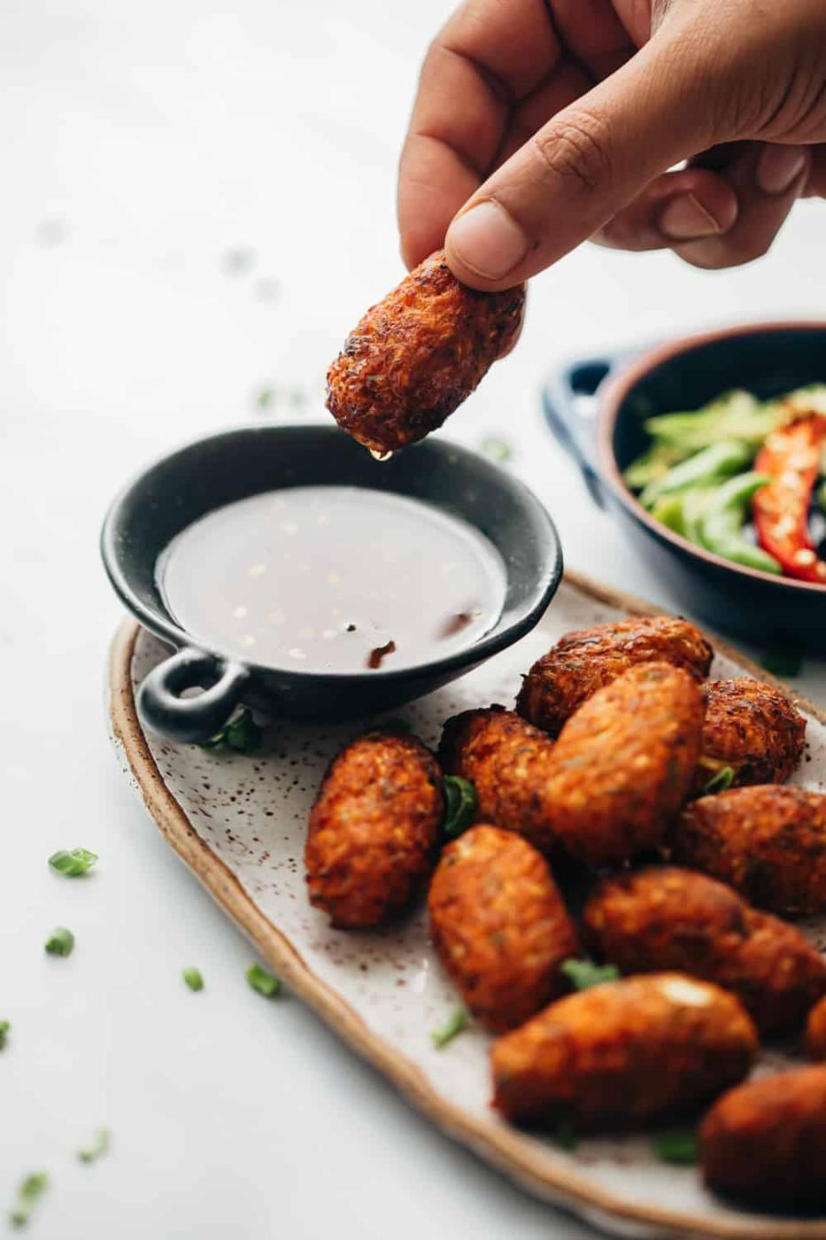 Crispy Veg Nuggets with Sichuan Sauce