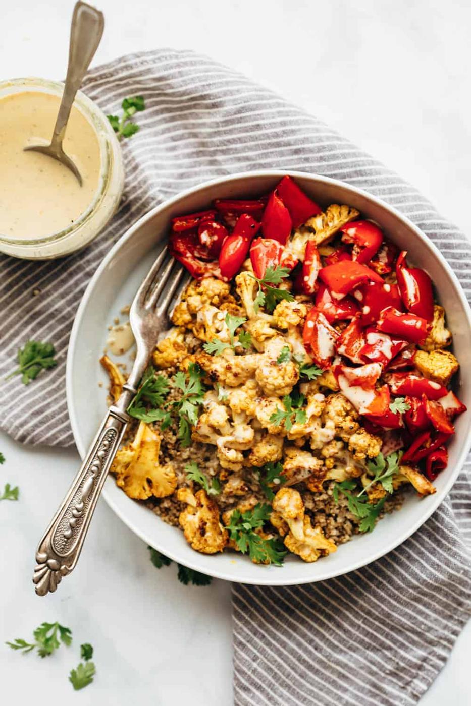 Curried Roasted Cauliflower Bowl + Tahini Sauce