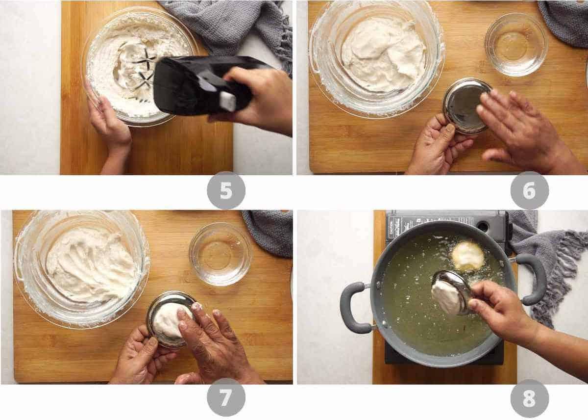 Step by step picture collage showing how to make Dahi Vada