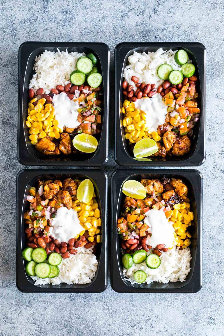 Easy Chicken Burrito Meal Prep Bowls (Gluten Free)