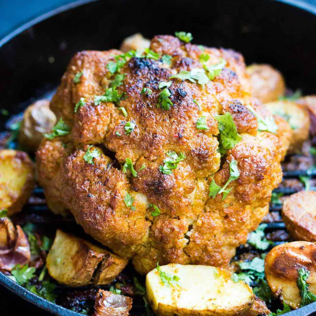 Healthy Tandoori Cauliflower Baked Whole