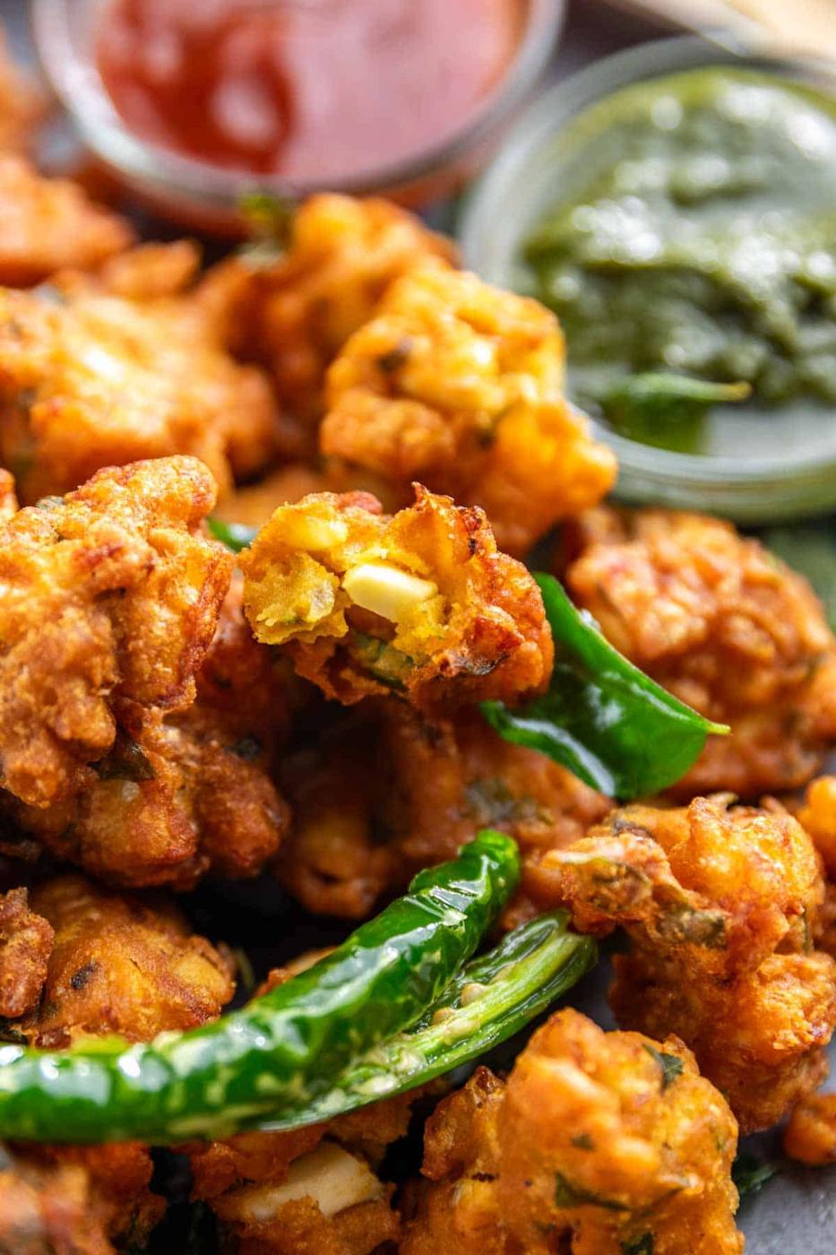 close up of egg pakoda