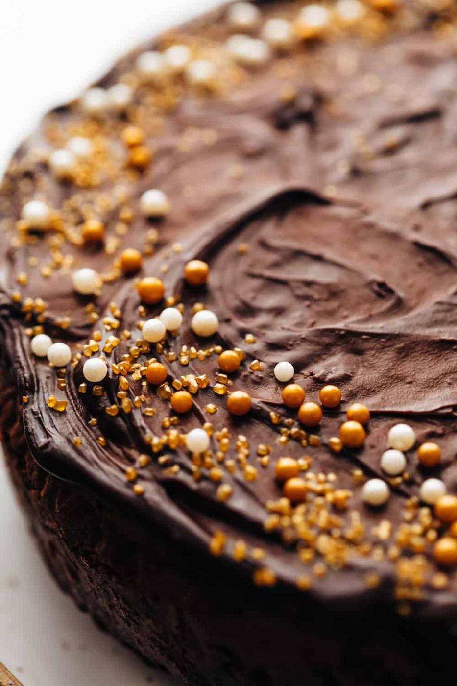 Closeup of eggless chocolate cake