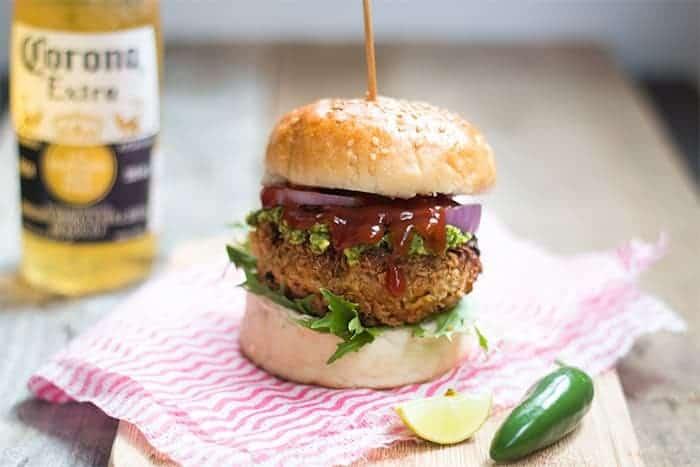 Fully Loaded Veggie Burger with Avocado Mint Chutney