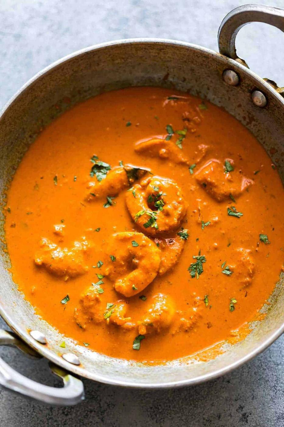 Goan prawn curry pictured in the wok that it was cooked in