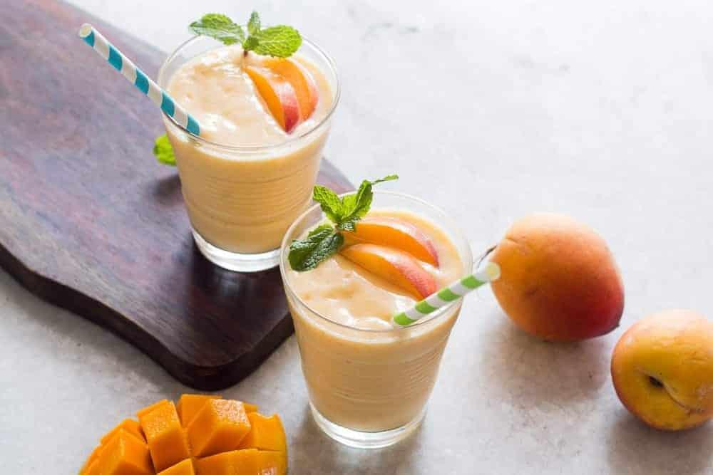 Healthy Vegan Frozen Peach Mango Smoothie