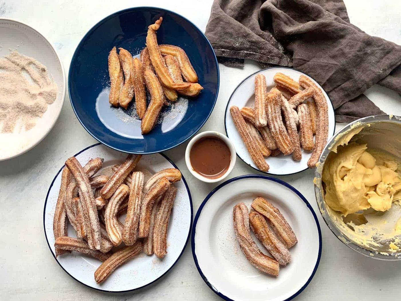 All the churros tests laid out on the table