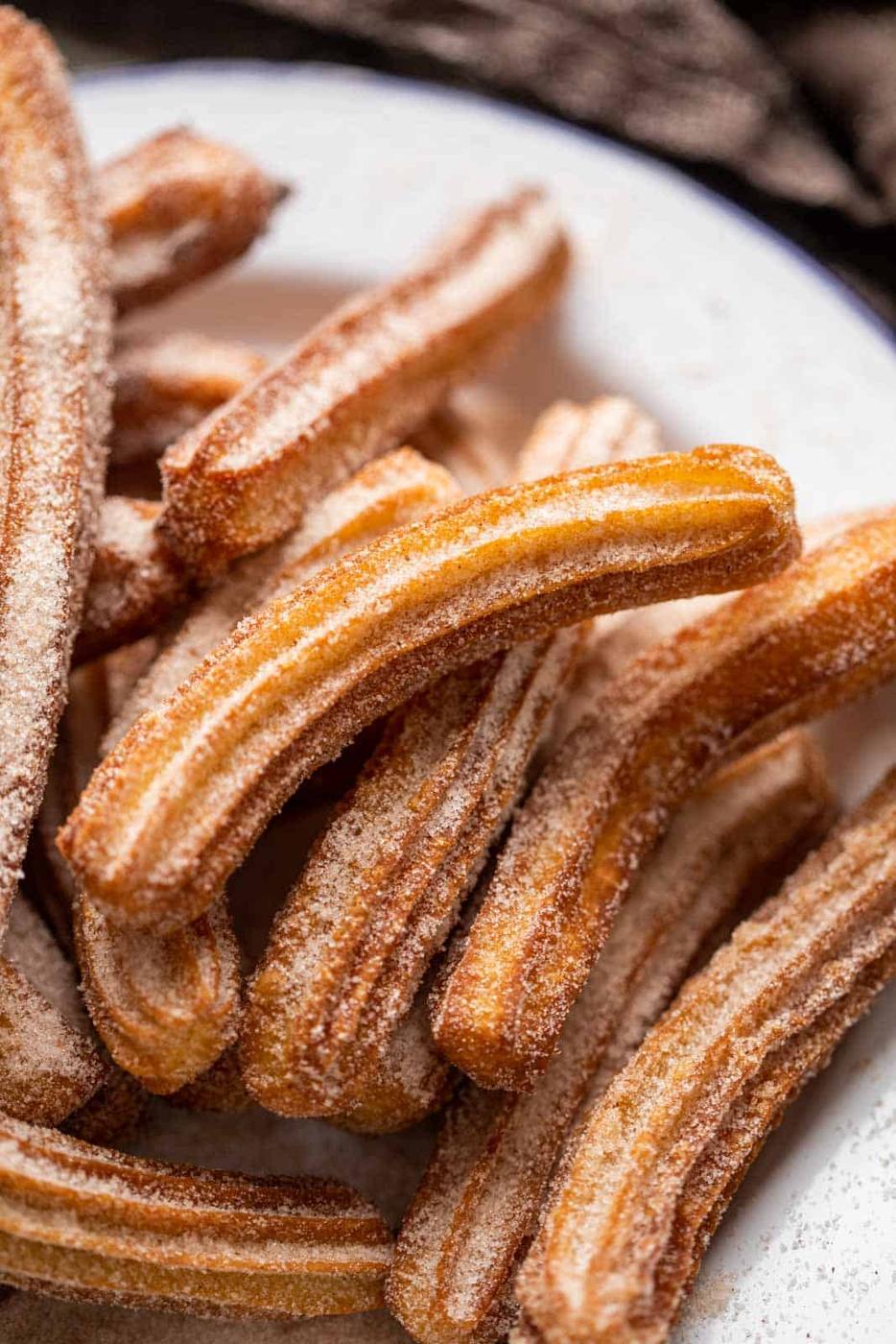 Closeup of churros to show the crispy exterior