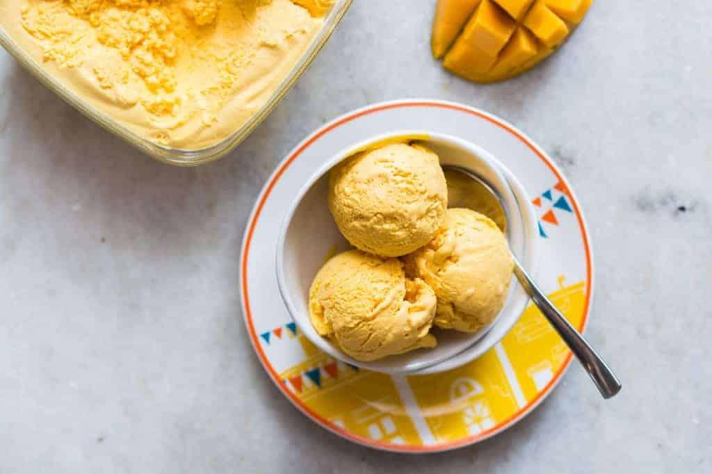 Homemade Mango Cheesecake Ice Cream