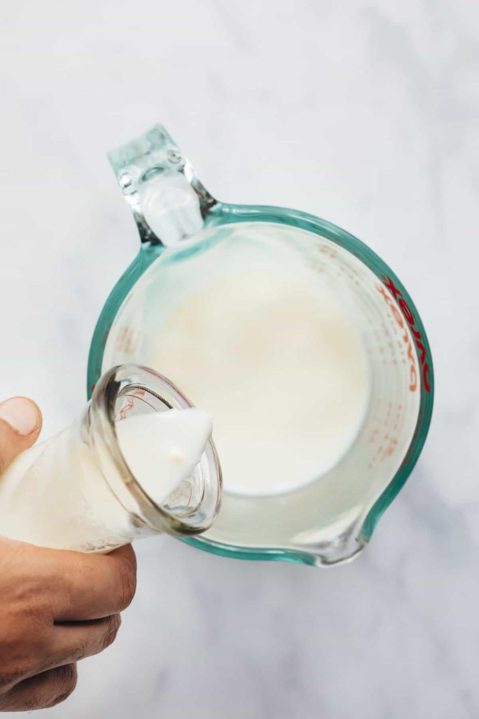 Making buttermilk at home for baking.