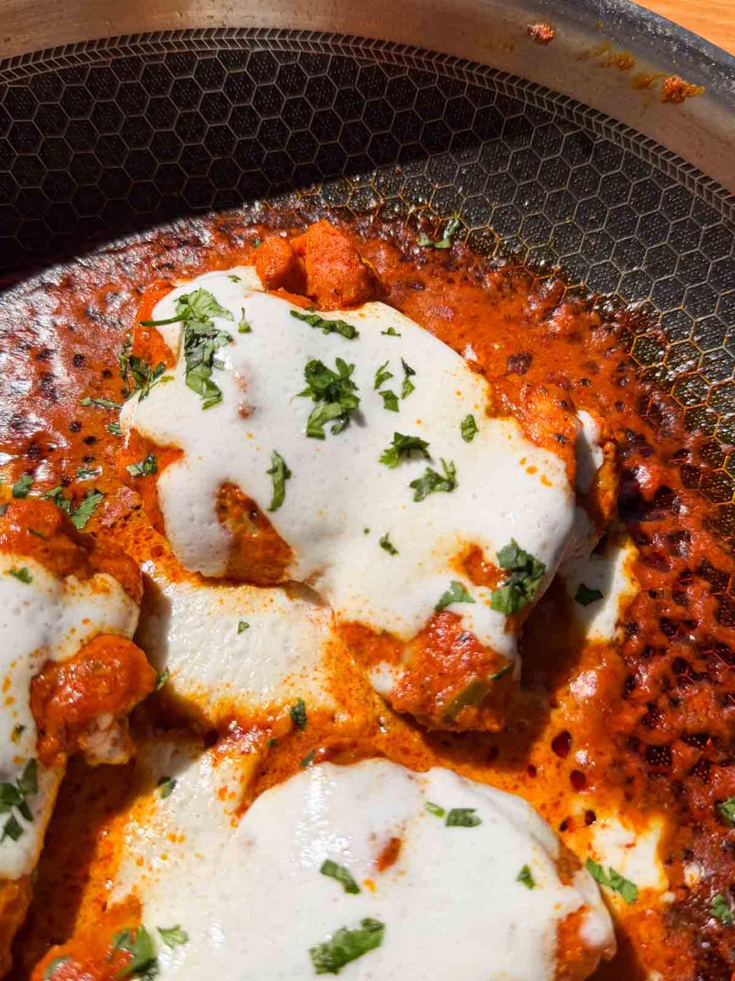 a close up image of iffa chicken to show it's texture and color