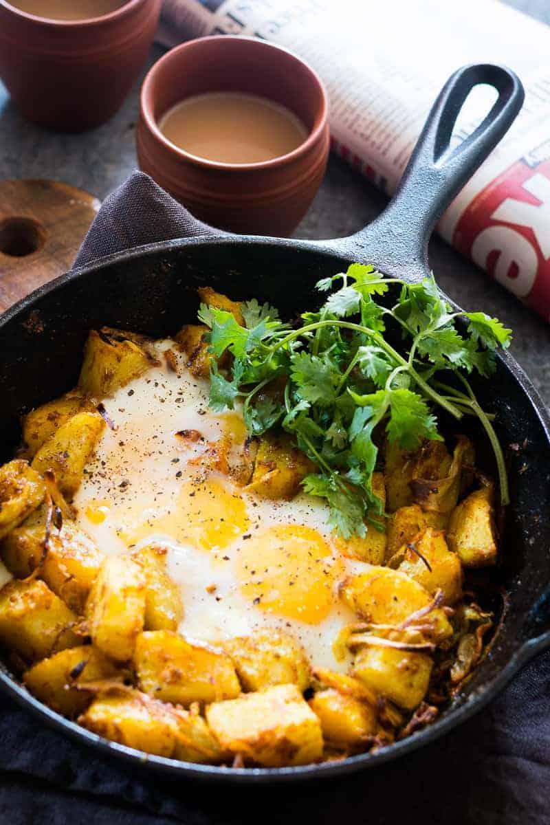 Spiced Indian Potatoes and Egg Skillet