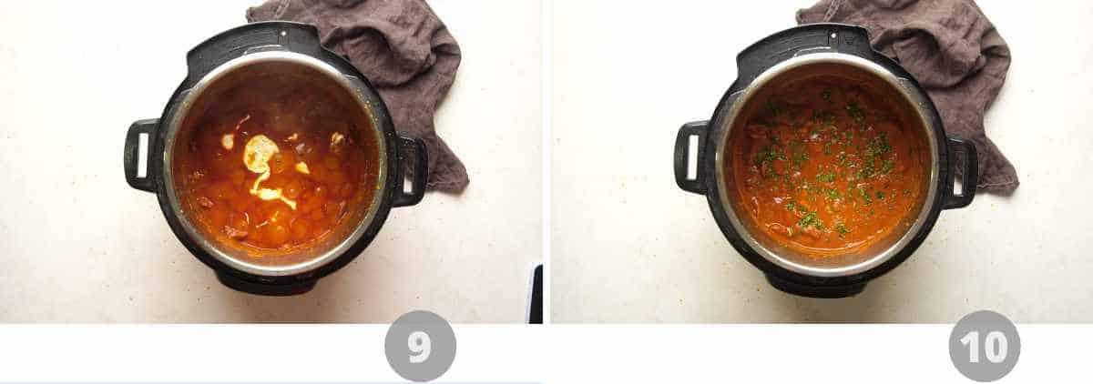 step by step image collage showing how to make chicken tikka masala in an instant pot