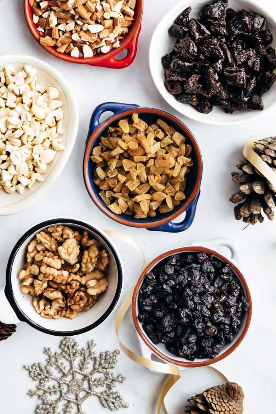 Dry fruits and nuts for christmas plum cake or fruit cake