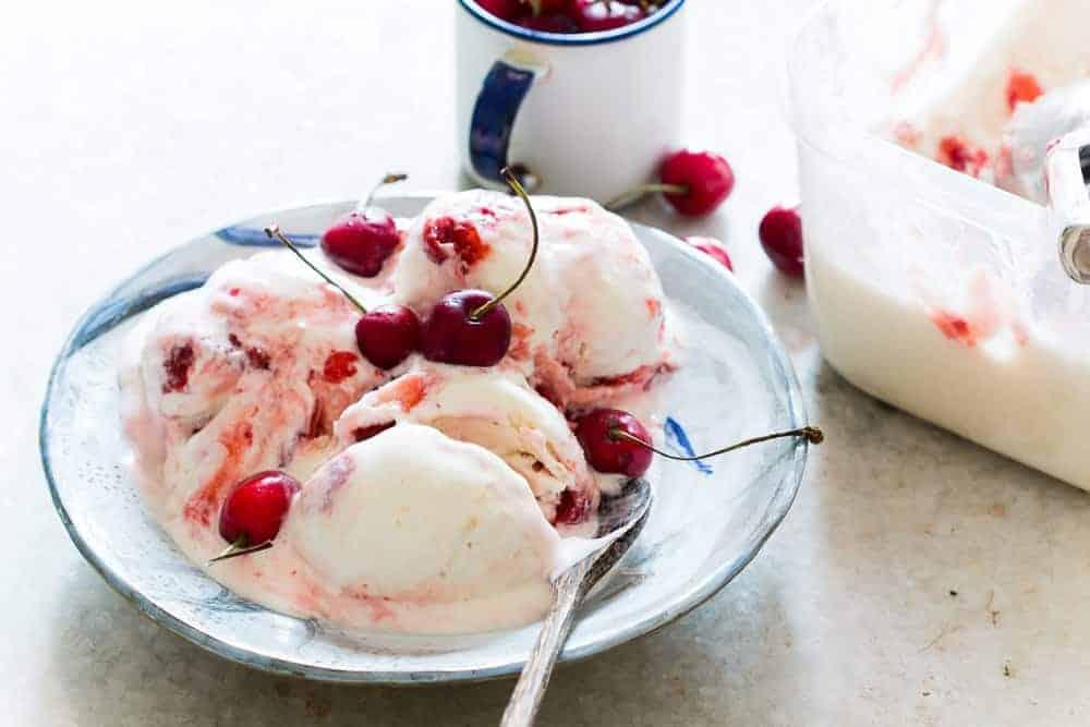 Lychee Cherry Swirl Ice Cream