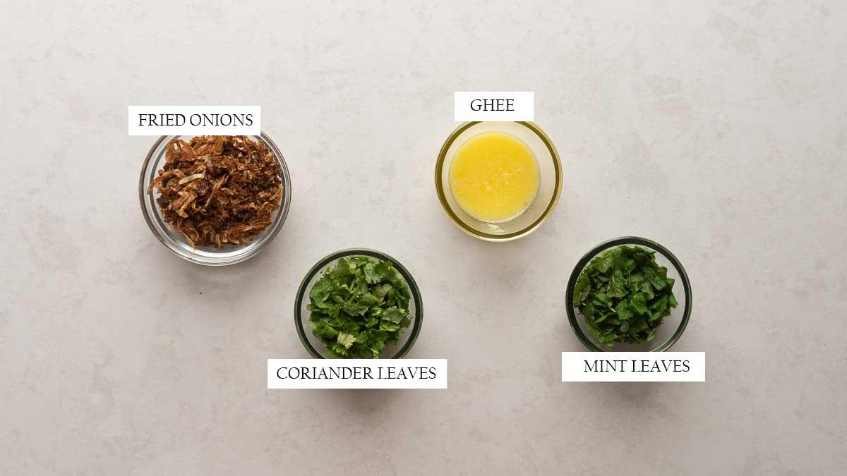 Picture of some other ingredients required for the paneer biryani