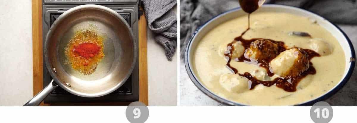 Step by step picture collage showing how to make Mango Kadhi