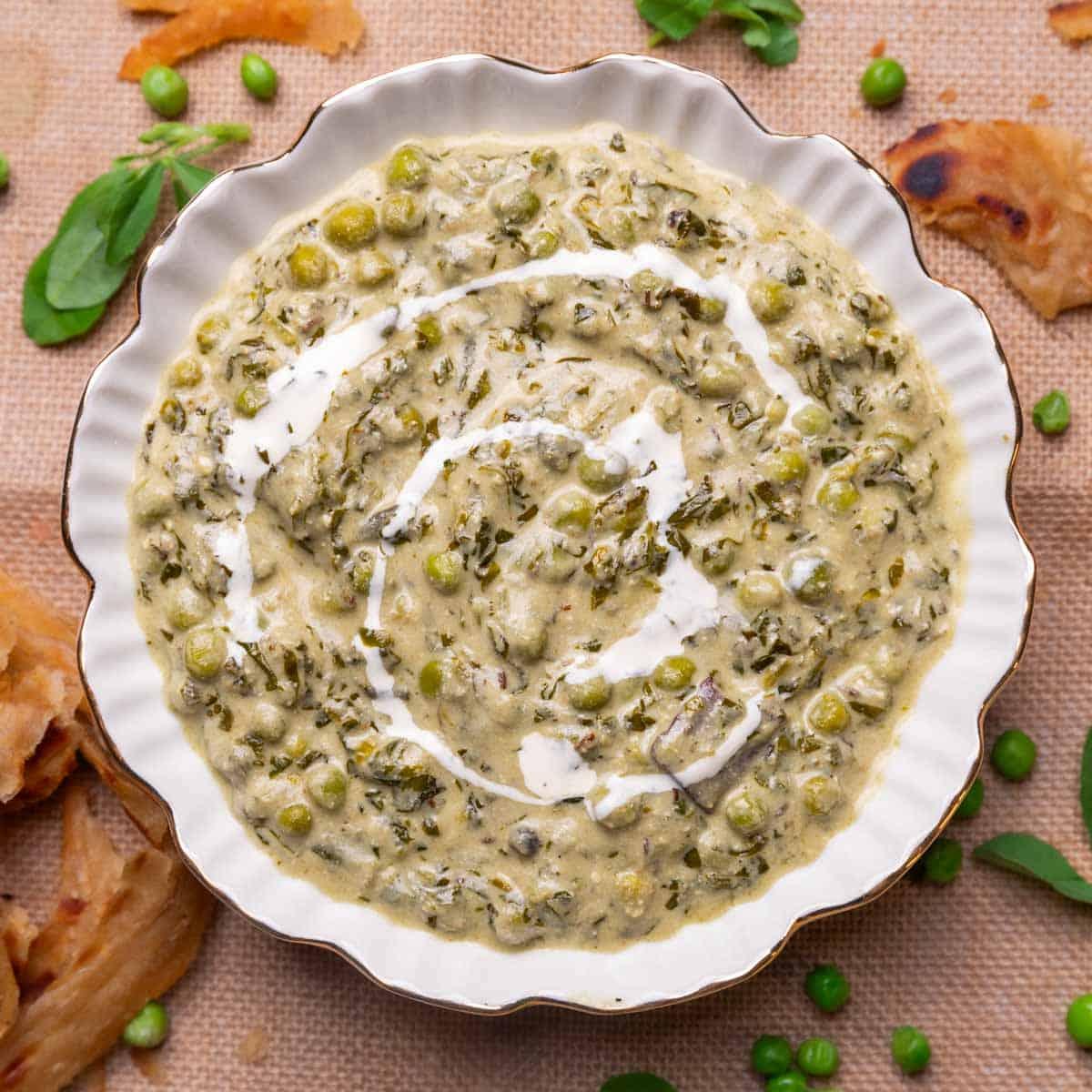 Creamy Methi Matar Malai Recipe(White Gravy)