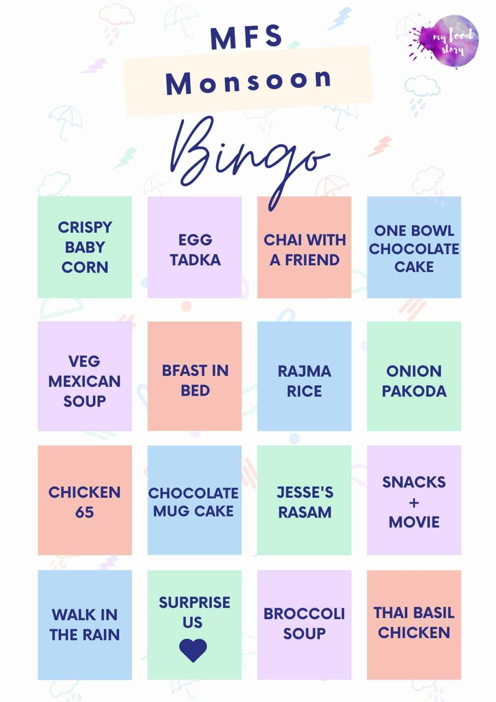 a picture of a bingo card with text written on it