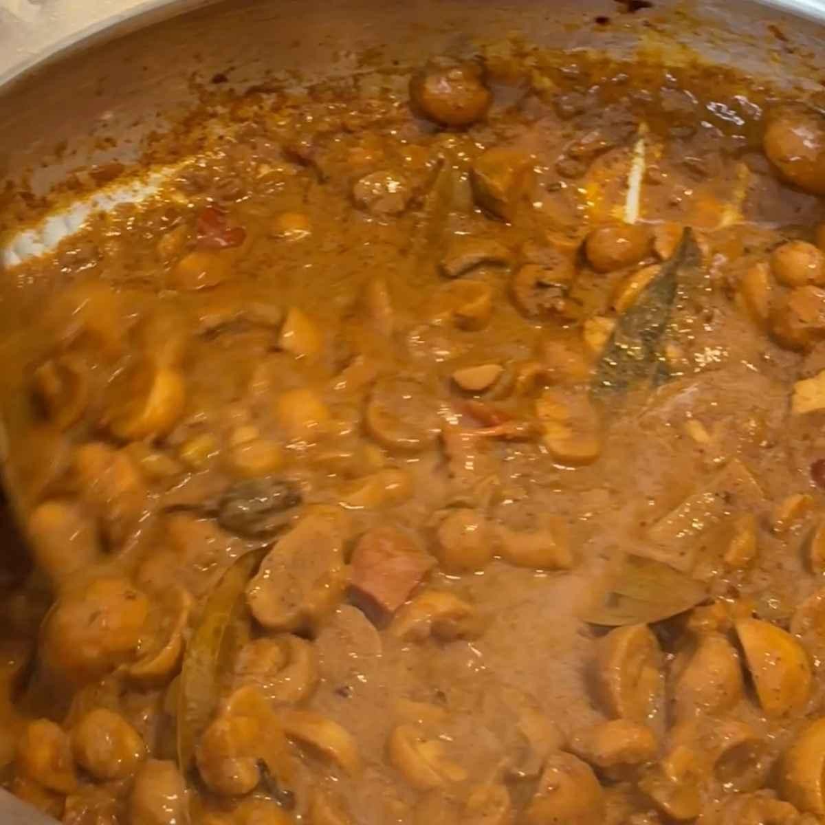 mushroom biryani step 3 - cooking mushrooms