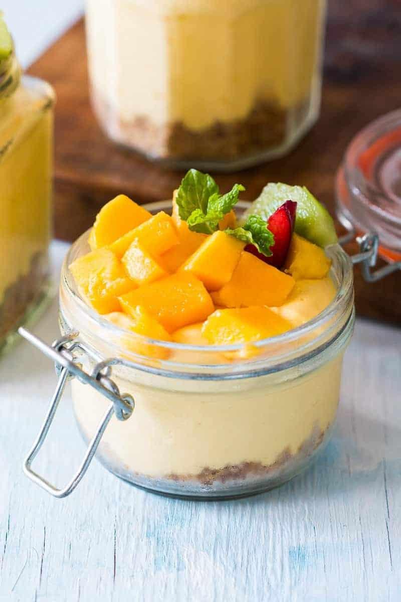 No Bake Mango Cheesecake Mousse Jars