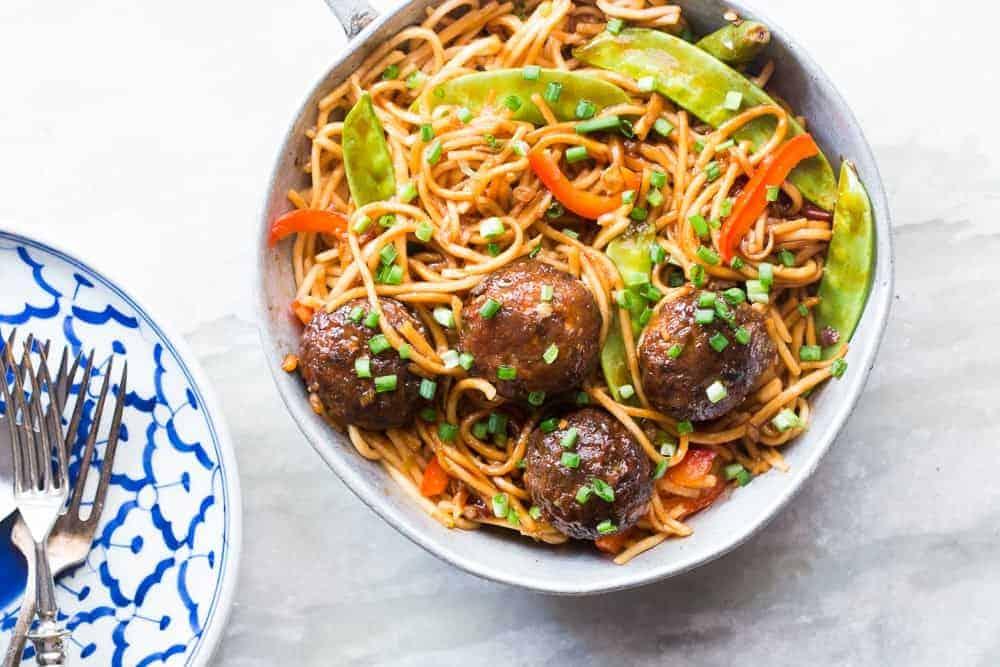 One Pan Veg Noodle and Manchurian Stir Fry (Indo Chinese)