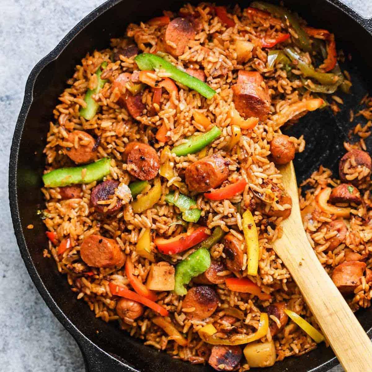One Pot Mexican Rice and Sausages