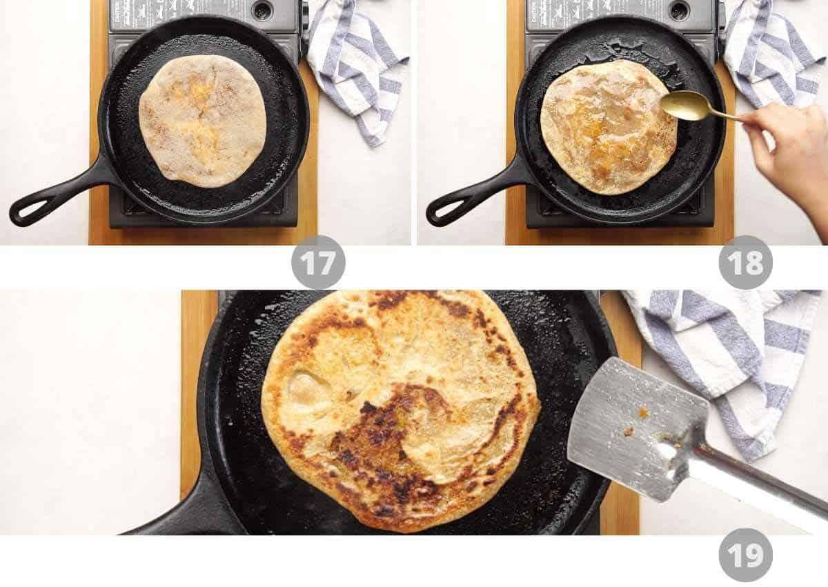 Step by step picture collage showing how to make puran poli