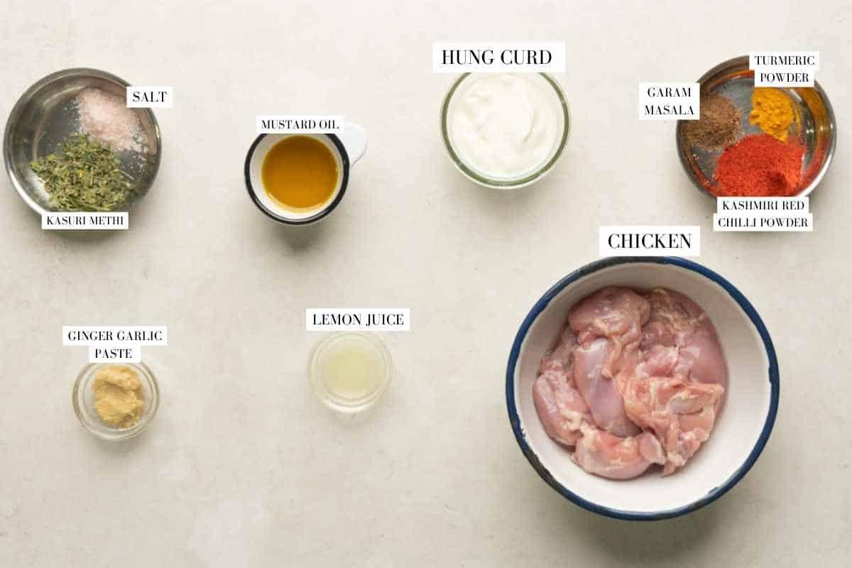 Picture of all the ingredients required for the apple pie chips with text to identify them