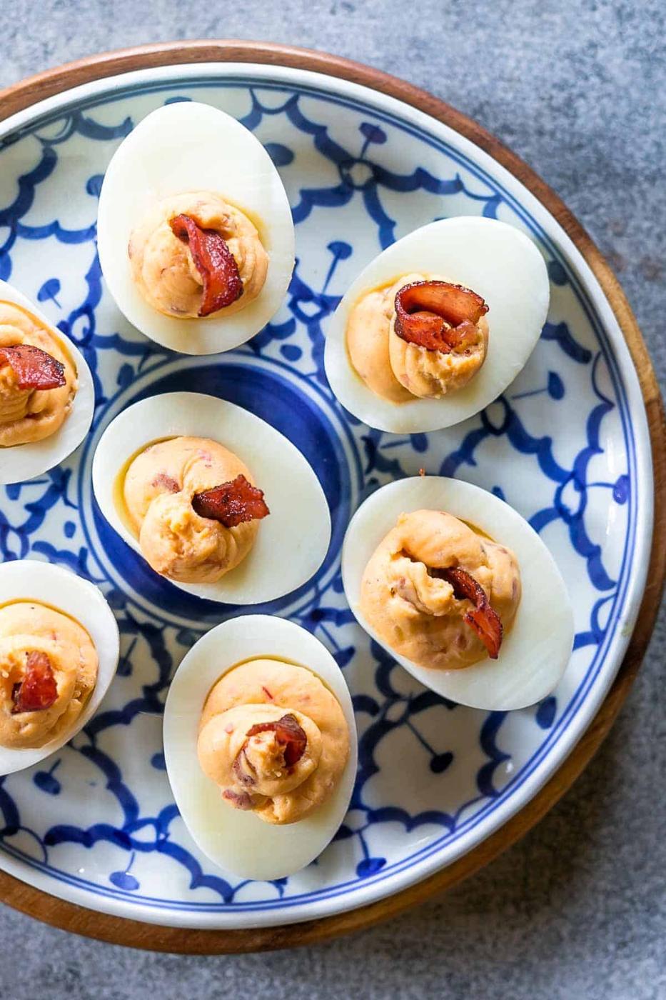 Spicy Bacon Deviled Eggs