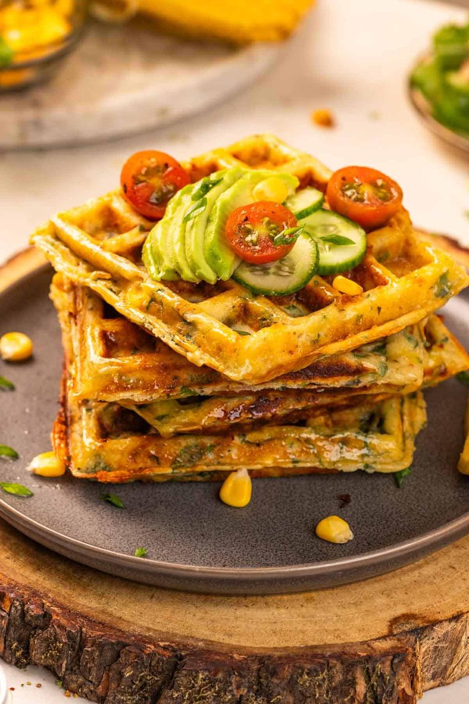 Spinach Corn Waffles