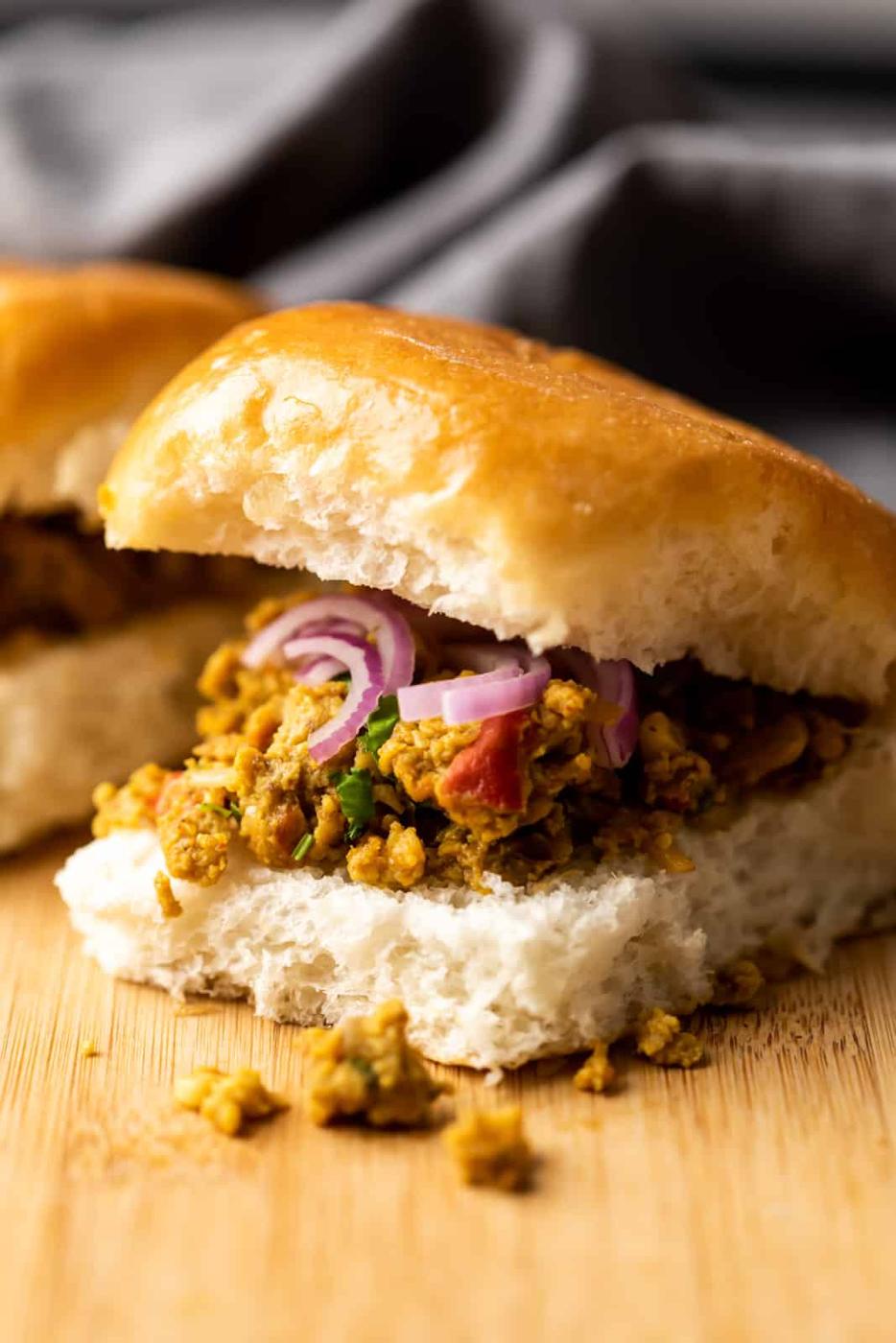 Street style egg bhurji pav sandwich